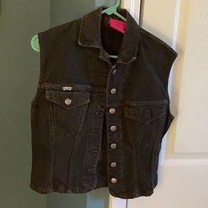Women’s Vintage black denim vest